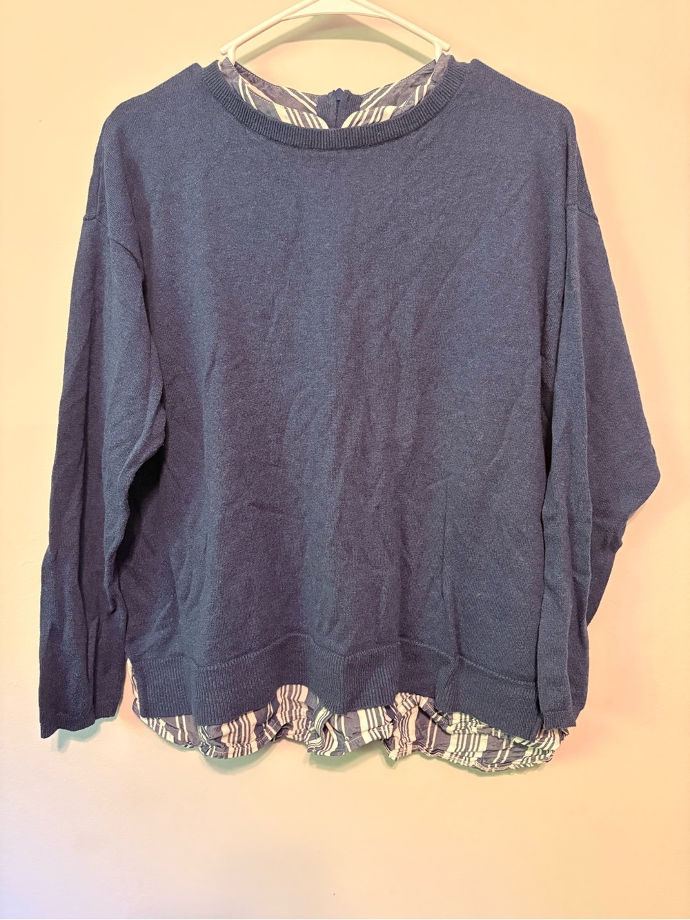 J. Jill Navy Layered Hem Pullover